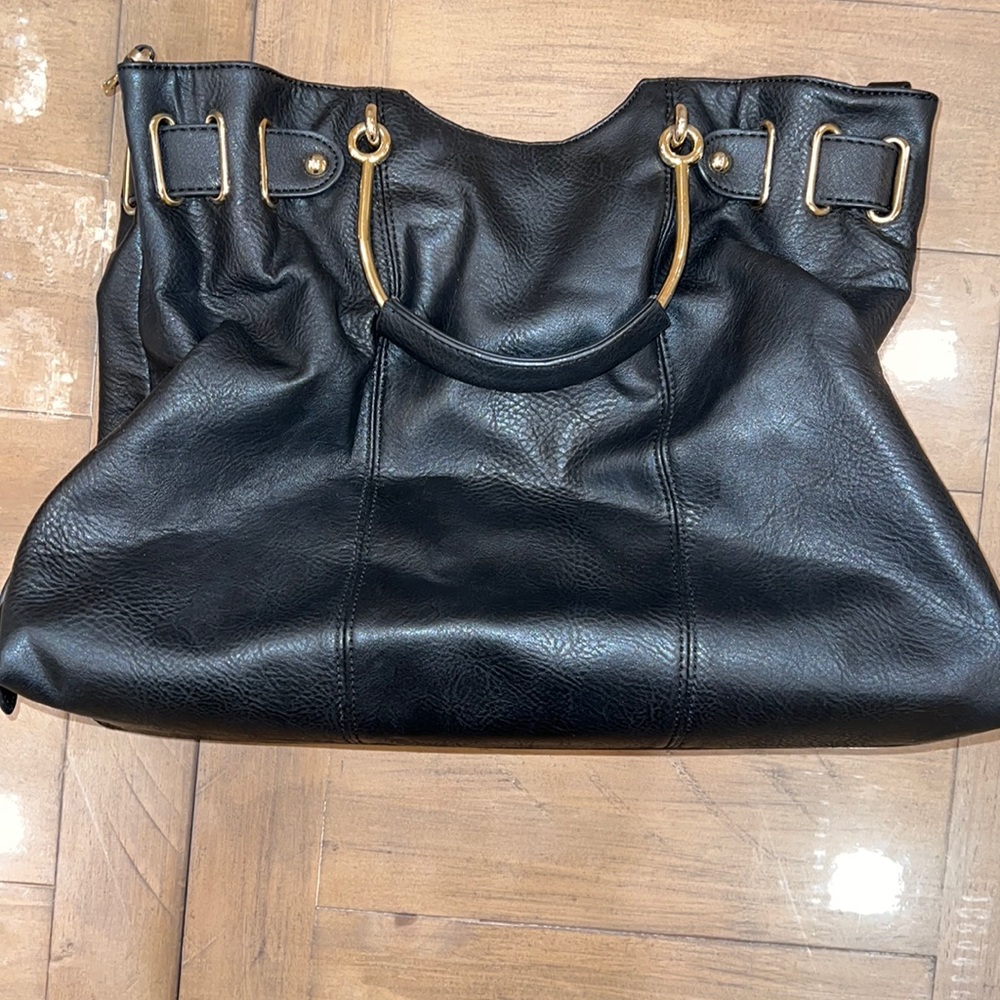 JustFab - Black Top Handle/Messenger Bag